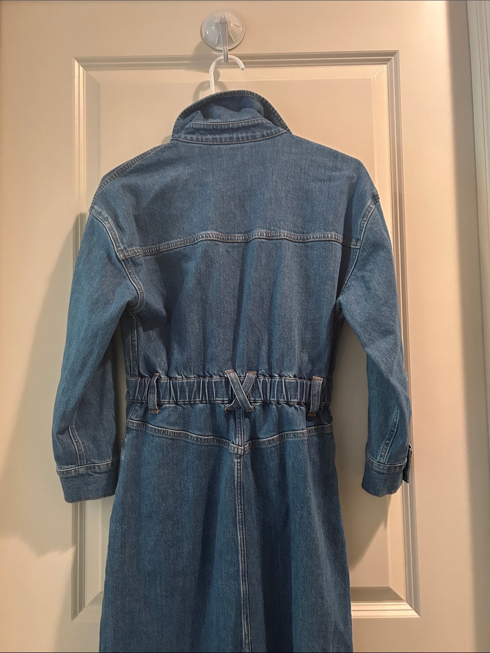 Alice & Olivia Full Button Front Midi Denim Jean Dress pockets w/stretch size 4 - Picture 12 of 13